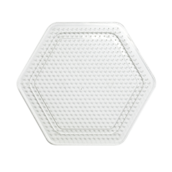 Tabla chica de 8 cms. de ancho en forma hexagonal para armar figuras con Hama Beads tamaño miniatura de 2.6mm.